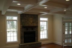 Family Room with Boxed Beam Ceiling